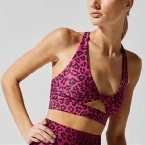 Beach Riot Twist Top - Neon Pink Leopard - Small